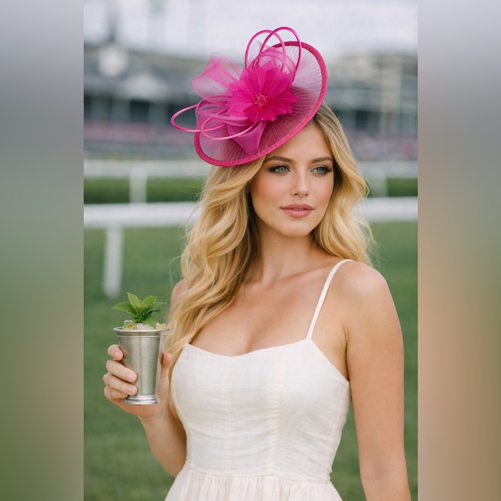 Kentucky Derby Hat – Crinoline Flower Feather Fascinator for KY Oaks + Derby
